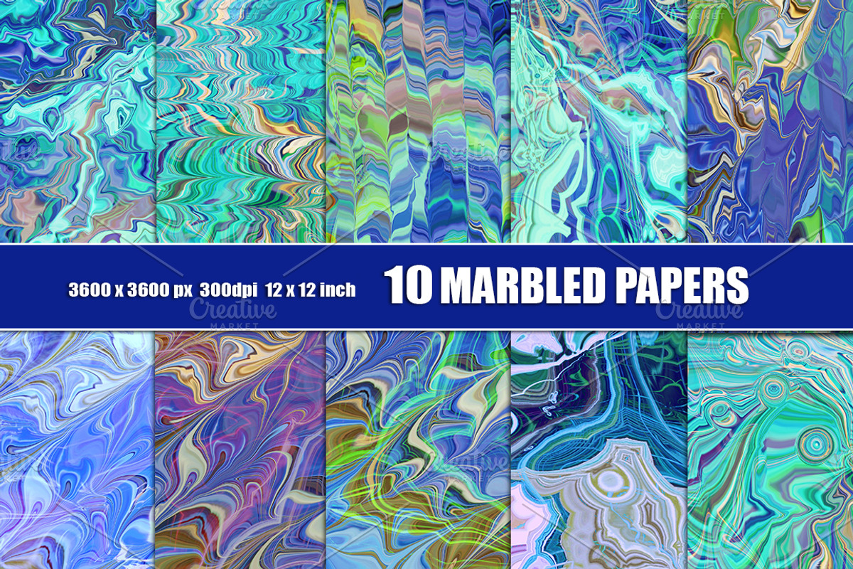 MARBLED PAPER BACKGROUNDS blue