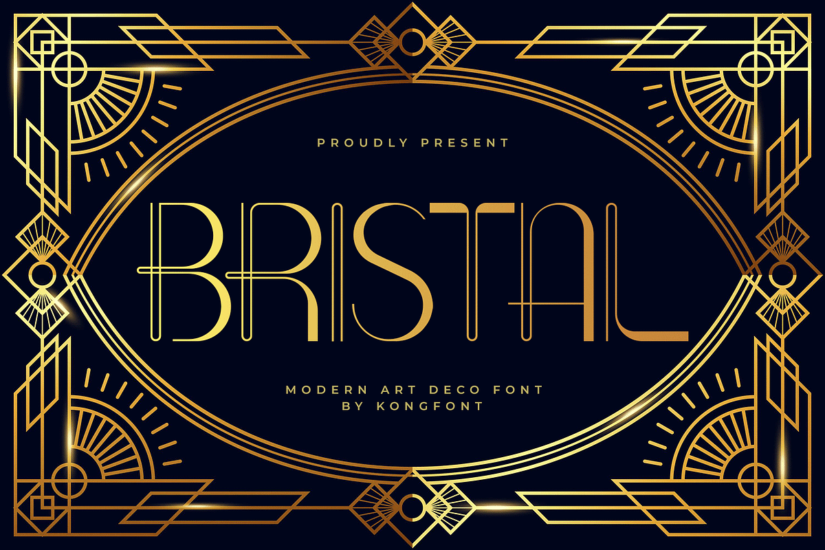 Bristal - Modern Art Deco Font, a Handwritten Font by overlaytemplates (Photo 1 of 5)