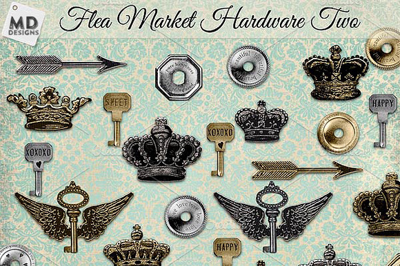 Gold Silver Metal Crowns Keys