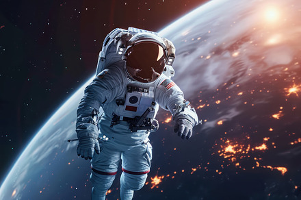 Boundless Horizon: Astronaut Adrift Above Earth's Atmosphere - Generative AI, a Background Photo by José Manuel Gelpi