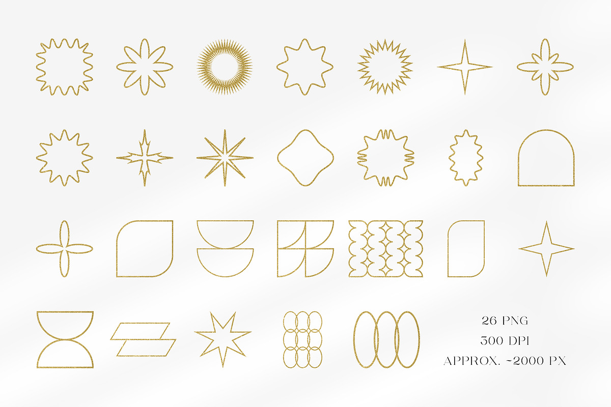 Golden glitter retro shapes, an Object Graphic by MilyArt (Photo 2 of 3)
