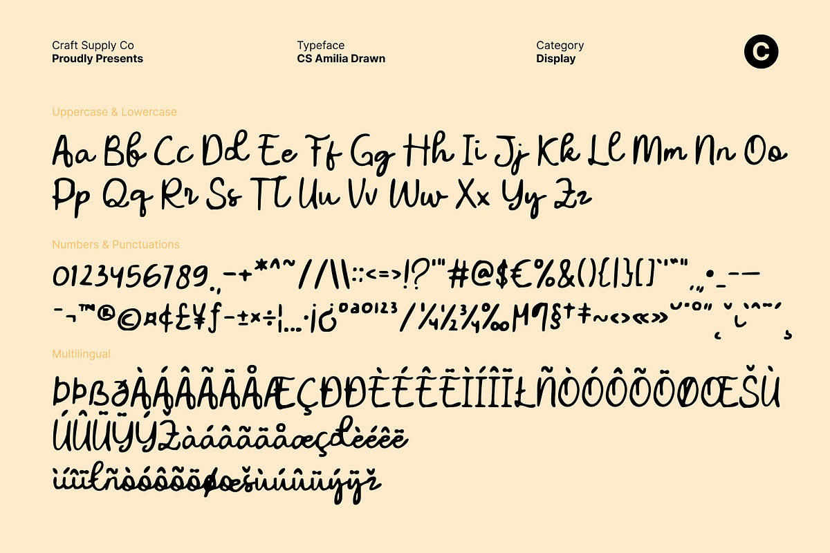 CS Amilia Drawn, a Script Font by Craft Supply Co. (Photo 8 of 8)