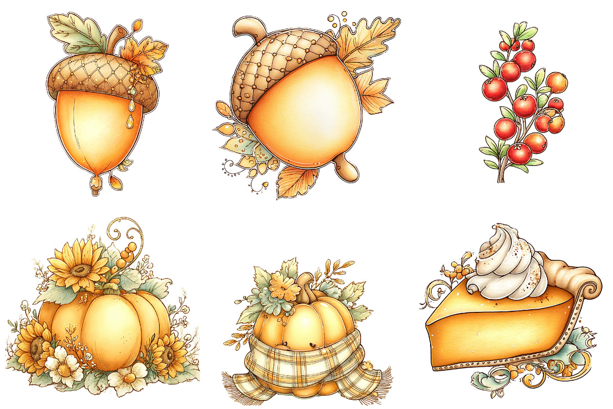 Thanksgiving Clipart, an Illustration by DreamArtGraphic (Photo 3 of 5)