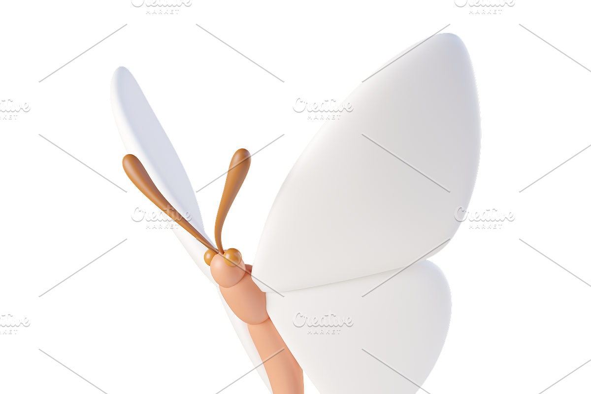 Cute 3D white Butterflies icons, an Animal 3D Model by Hannet (Photo 2 of 5)