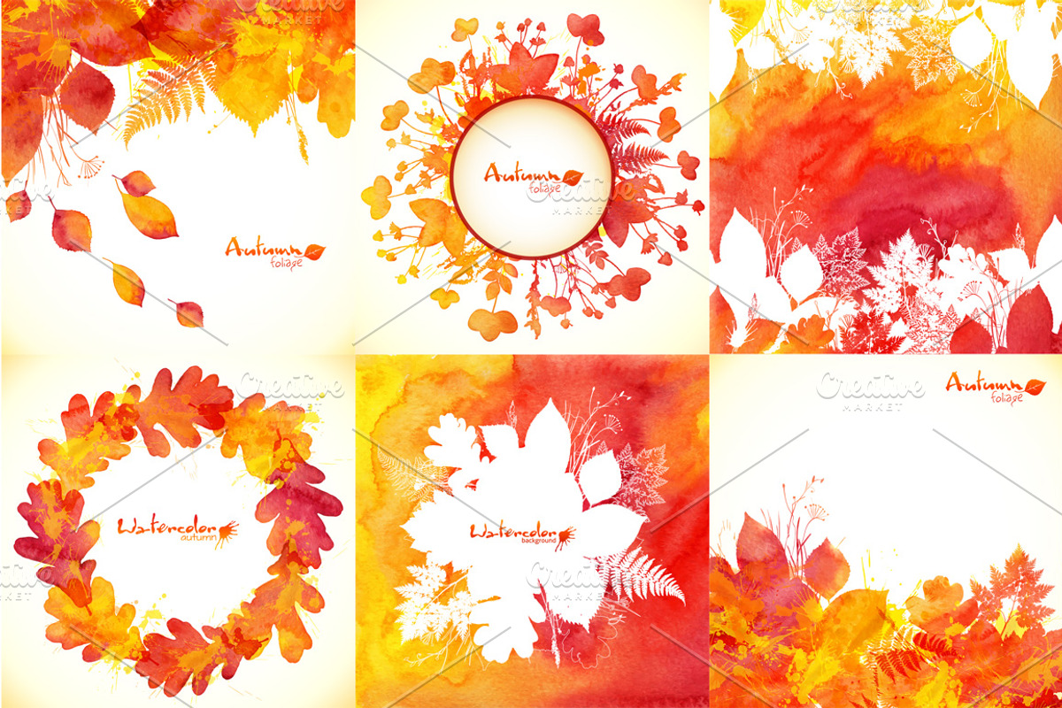15 watercolor autumn backgrounds preview 2
