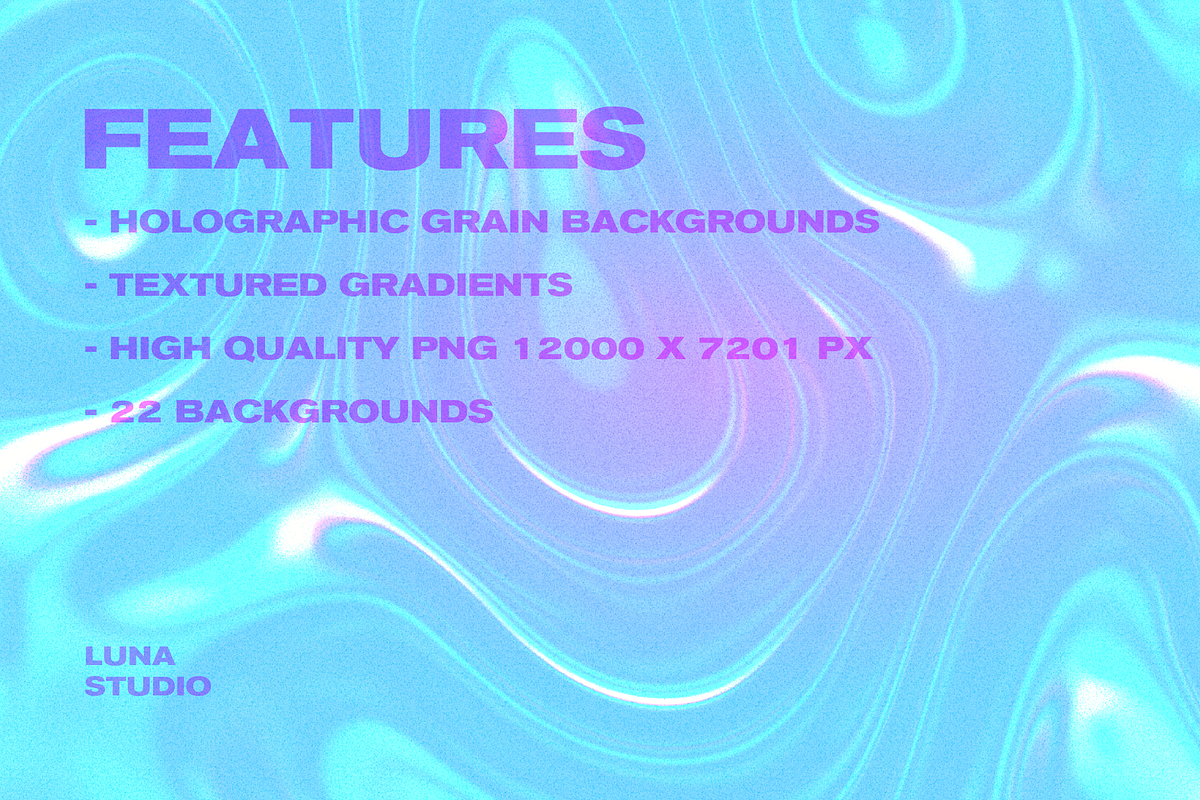 Holographic grainy backgrounds, a Background Graphic by Luna Studio (Photo 5 of 10)