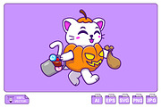 Cute Cat Pumpkin Halloween, an Animal Illustration by Artstorystudio (Thumbnail 1 of 3)