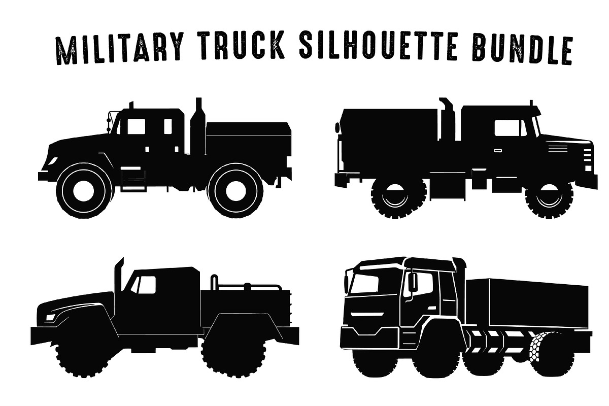 Military Truck Black Silhouettes set, an Object Illustration by Gfx Expert Team (Photo 2 of 3)
