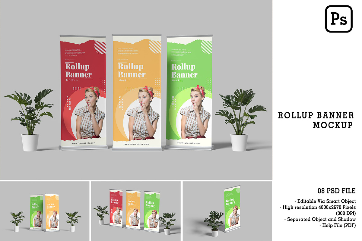 Rollup Banner Mockup, an Advertising Mockup by mahremdesign (Photo 1 of 9)