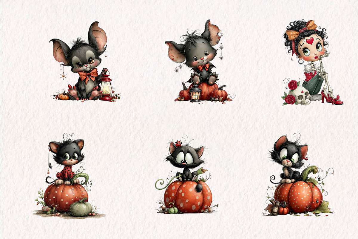 Retro Halloween Clipart, a Seasonal Illustration by CreationArt (Photo 3 of 7)