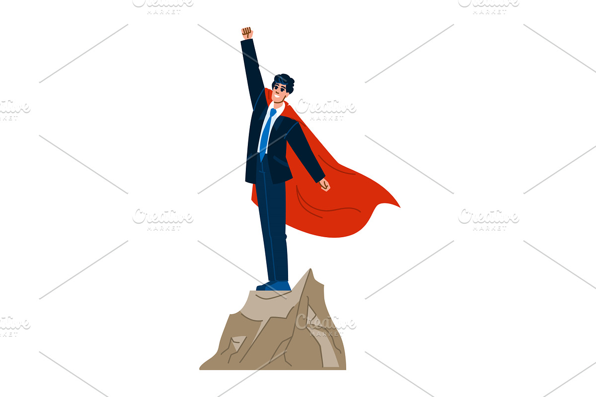 Businessman superhero standing on, a Finance Illustration by pikepicture