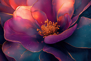 Abstract Purple Flower Gold Accents, a Photo by Pixeness Studio