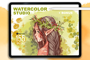 WATERCOLOR STUDIO FOR PROCREATE, a Brush Add-On by AlexandraArt (Thumbnail 1 of 11)