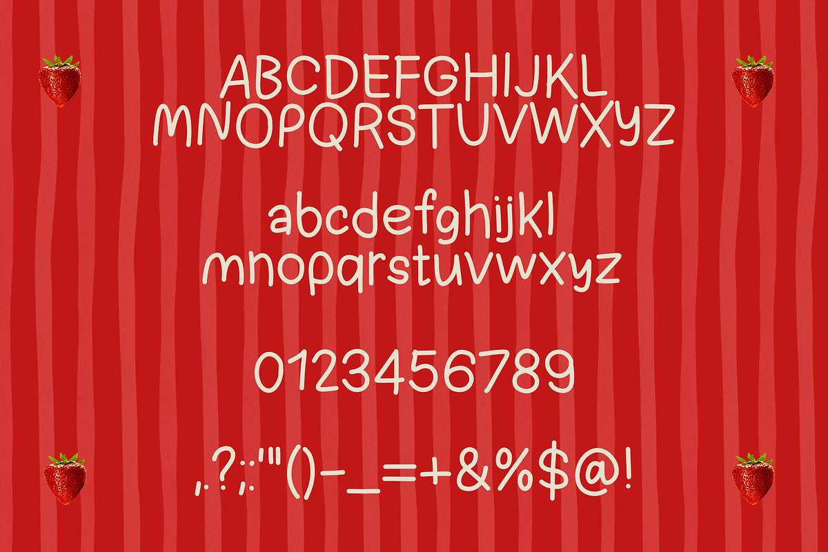 strawberry postcard cute font trio, a Handwritten Font by Ashiya Pixel (Photo 5 of 14)