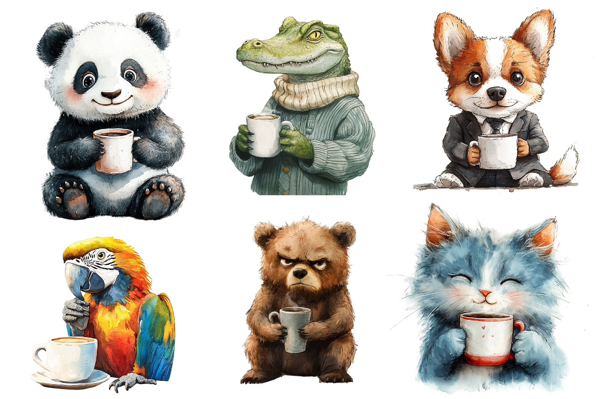 Funny Coffee Mug And Animal PNG, an Illustration by Designking (Photo 2 of 5)