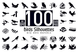 100 Birds Silhouette Bundle
