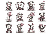 Quirky Valentines Panda Clipart, an Illustration by Design Market (Thumbnail 3 of 3)