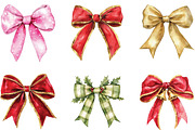 Watercolor Christmas Bow Clipart, an Illustration by CraftArtStudio (Thumbnail 2 of 6)