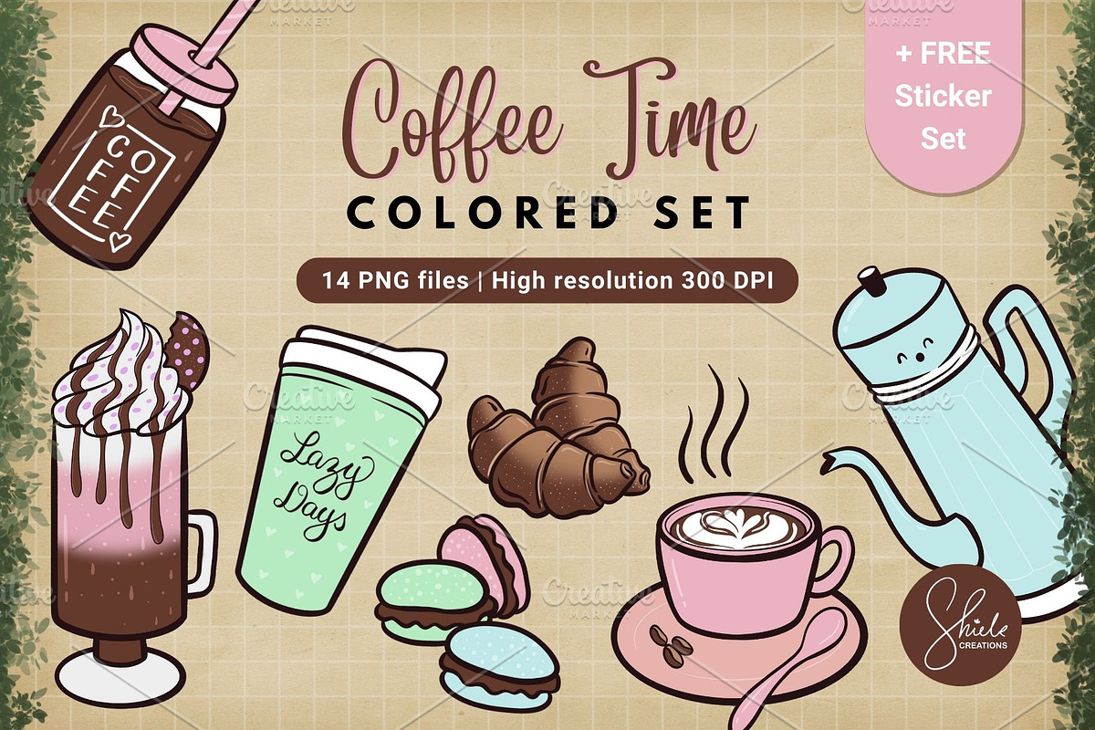 Coffee Time - Colored Set, a Food Illustration by shielscreations (Photo 1 of 4)