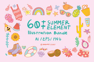 60+ Summer Element Clip Art Bundle