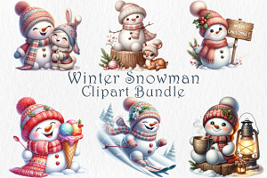 Snowman Clipart Bundle. 30 png