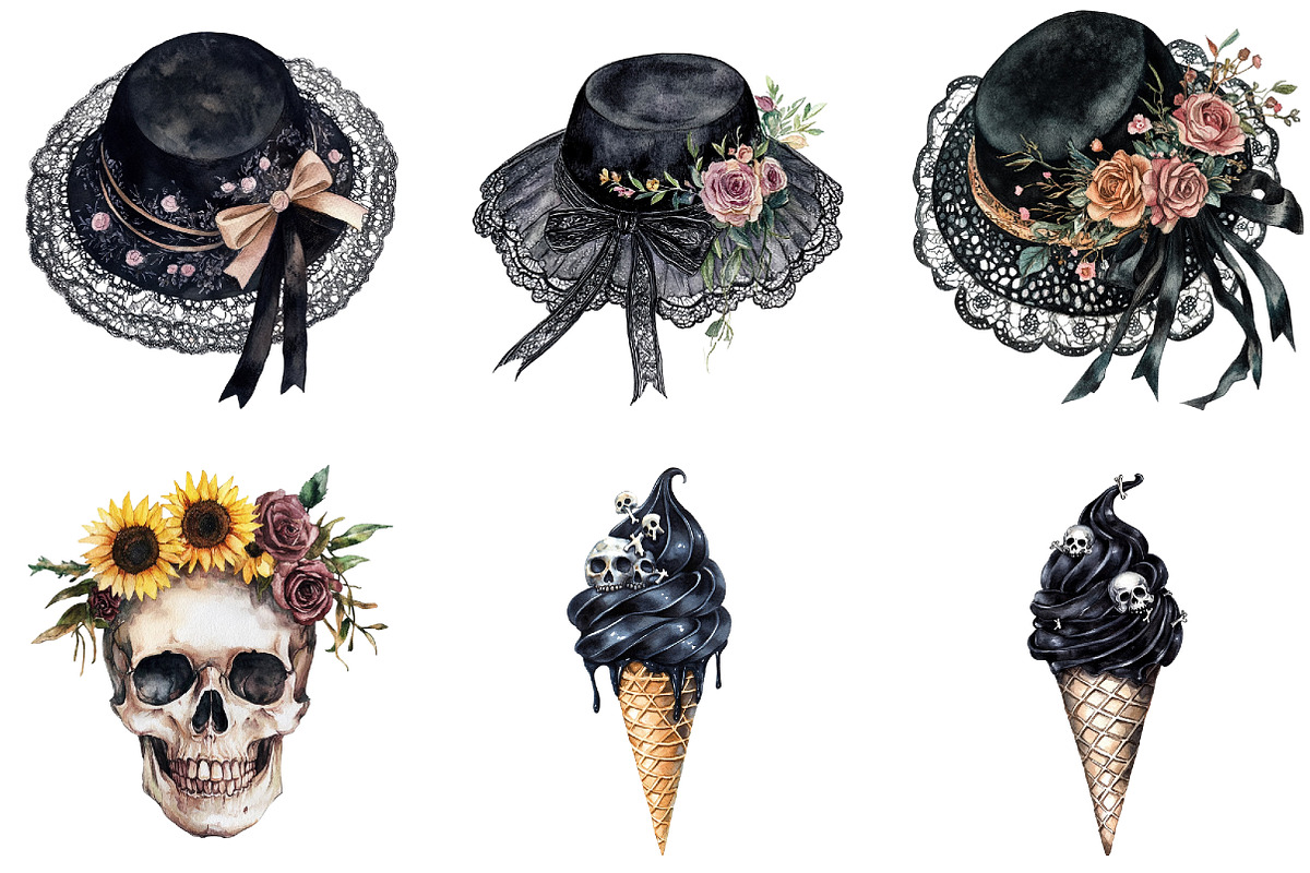 Gothic Summer Clipart, an Illustration by DreamArtGraphic (Photo 2 of 4)