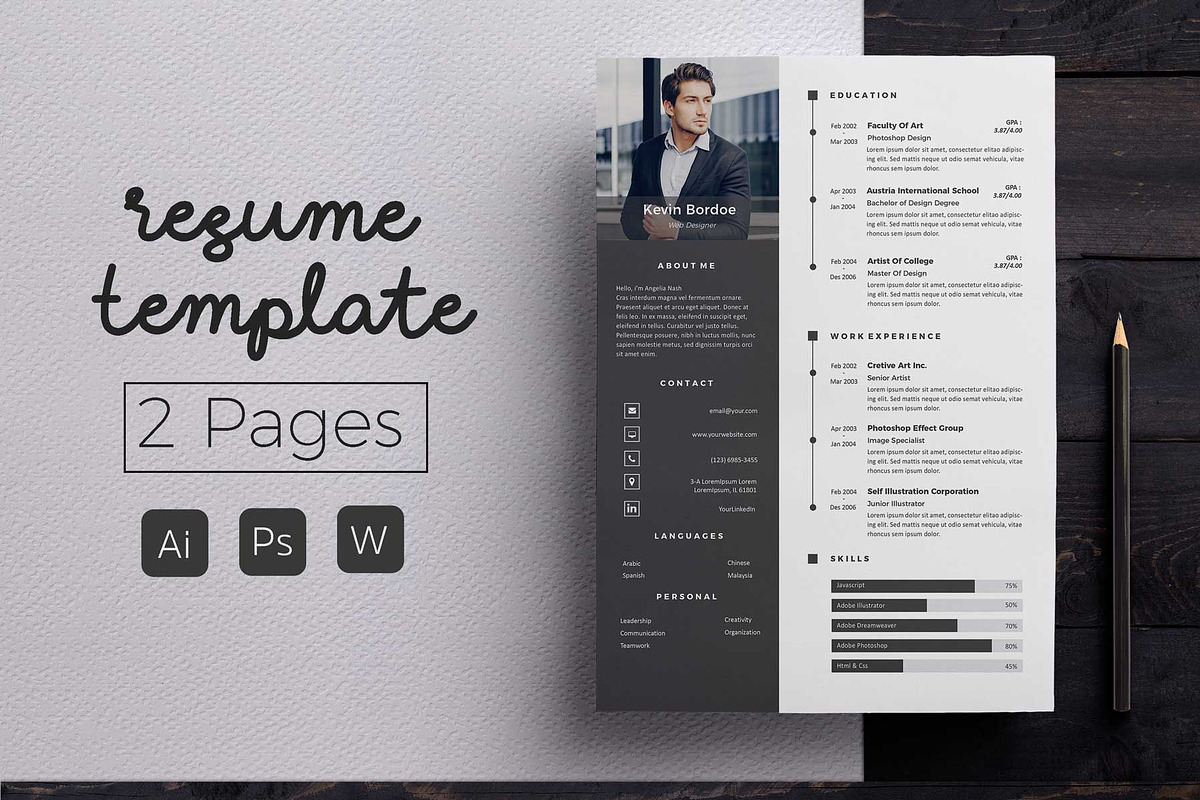 Creative Resume & CoverLetter, a Resume Template by Hito Graphic (Photo 1 of 8)
