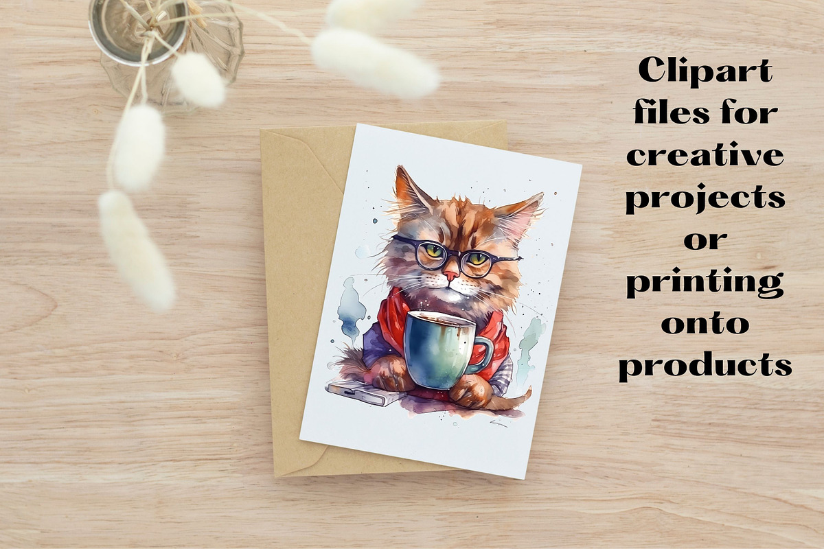 Cats with Coffee clipart x11, an Animal Illustration by Mermaids Cove (Photo 6 of 9)