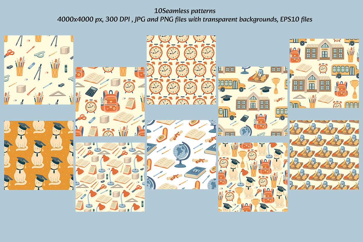 Back to School Clipart & Patterns, an Education Illustration by Anna Druzhkova (Photo 3 of 11)