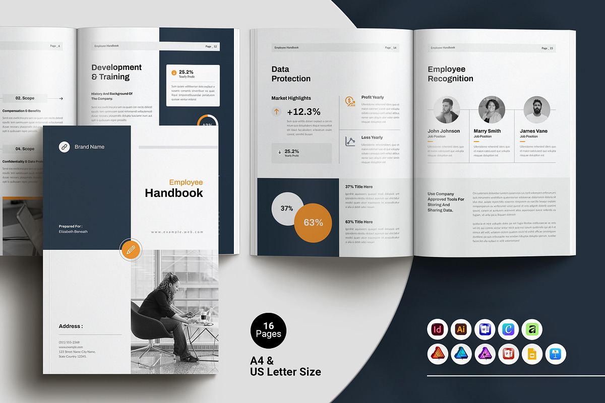 HR Employee Handbook Template, a Brochure Template by Spark_Creative (Photo 1 of 12)