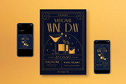 Art Deco National Wine Day Flyer Set, a Flyer Template by graphicook (Thumbnail 1 of 3)
