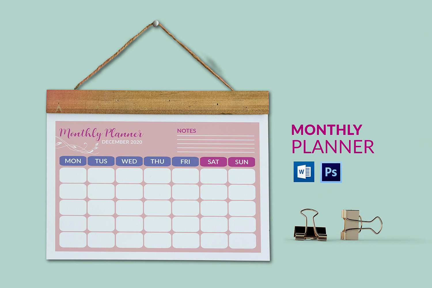 Monthly Planner Template V02, a Stationery Template by Template Shop