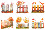 Watercolor Autumn Fence Clipart, an Illustration by DreamPrint404 (Thumbnail 3 of 5)