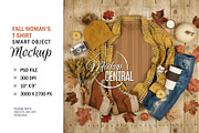 Fall T-Shirt Mockup Flatlay Top View, a Shirt Mockup by HaywireMedia & Mockups (Thumbnail 2 of 3)