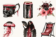 Gothic Vampire Beach Clipart, an Object Illustration by BusyDaydesign (Thumbnail 2 of 9)
