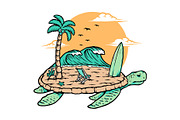 Beach and turtle illustration, an Animal Illustration by gunaonedesign (Thumbnail 1 of 6)