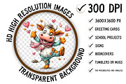 Quirky Valentine Funny Cow Clipart, an Illustration by Craft Nest (Thumbnail 3 of 10)