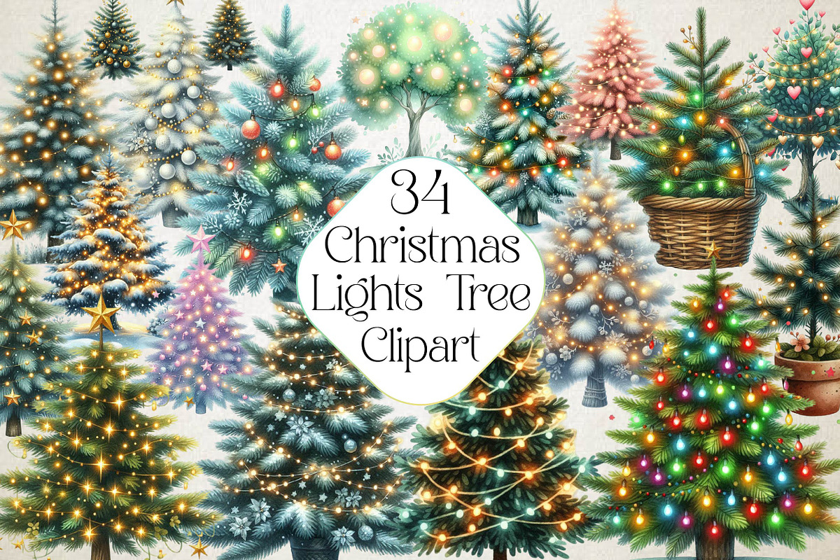Christmas Lights Tree Clipart, an Illustration by DreamPrint404 (Photo 1 of 4)