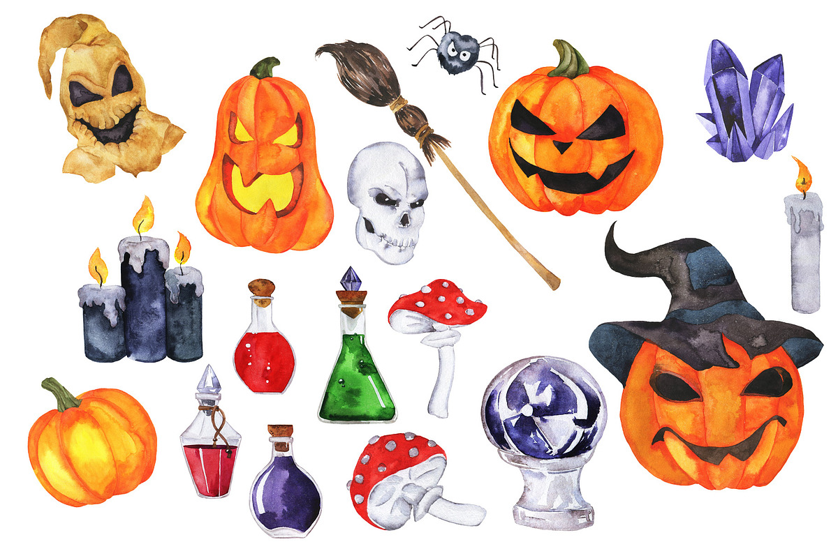 Halloween watercolor set, an Animal Illustration by Watercolor & sketches (Photo 4 of 4)