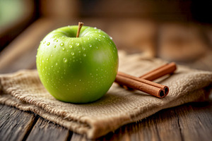 Fresh green apple and cinnamon, a Photo by rarrarorro