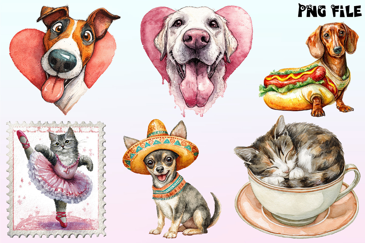 Funny Dog and Cat Clipart, a Graphic by CitraGraphics (Photo 3 of 4)