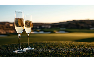 Two champagne glasses with sparkling, a Nature Photo by Sergey Kotenev