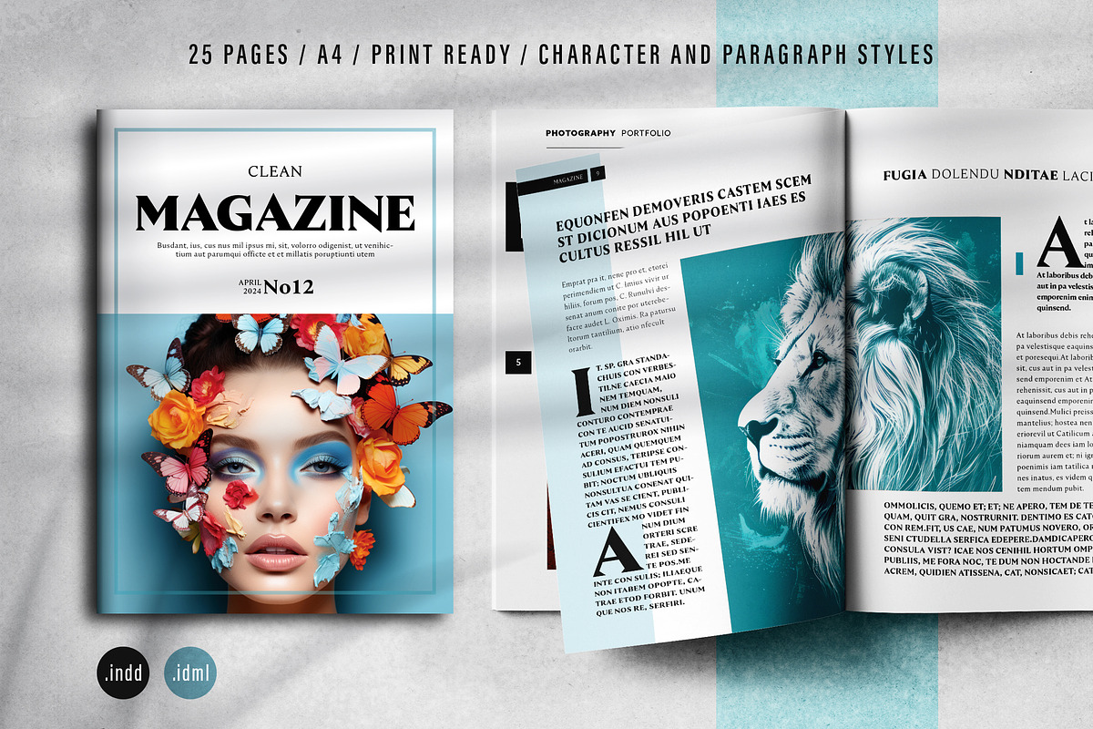 Clean Magazine Print Layout Template, a Magazine Template by Grkic Creative (Photo 1 of 13)