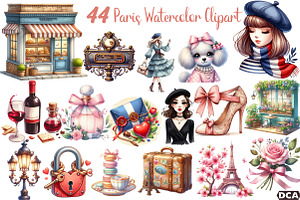 Ooh LaLa Paris Watercolor Clipart, an Illustration by DreamCafeArt