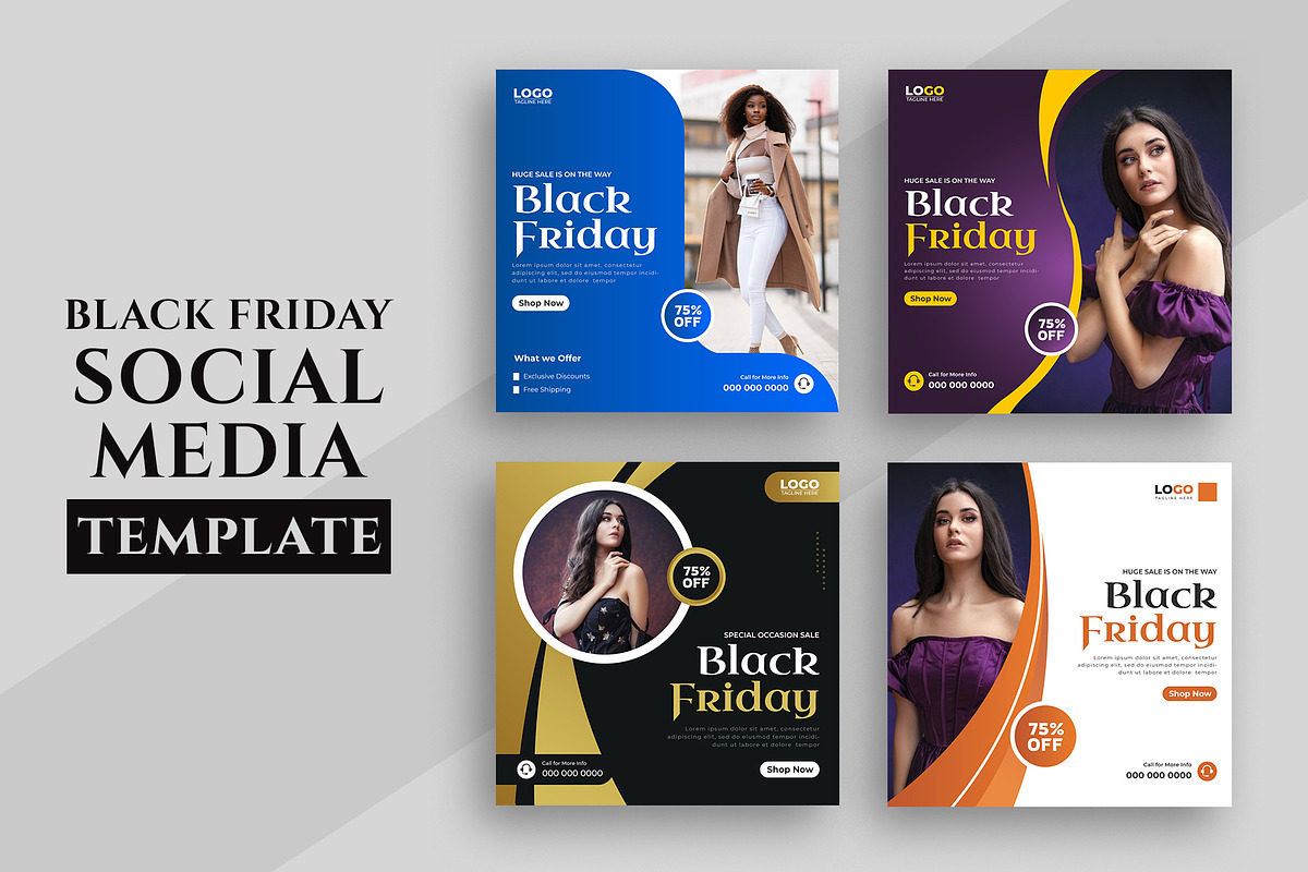 Black Friday Sale Social Media post, a Social Media Template by nandinigraphics