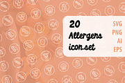 20 Allergens stamp outline icons, an Outline Icon by RevolutionizZed (Thumbnail 1 of 3)