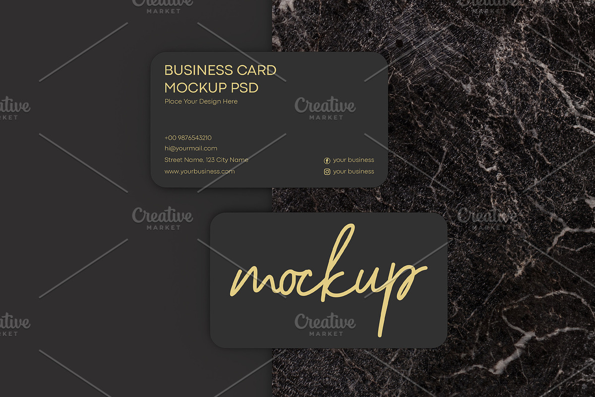 Black Elegant Business Card Mockup, an Advertising Mockup by Dev.Rawat21 (Photo 2 of 3)