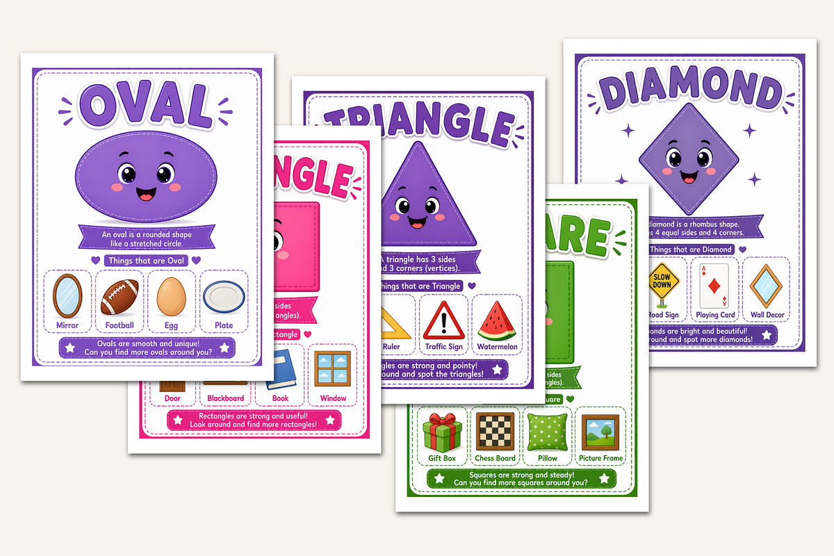 Colors and Shapes Flash Cards, a Stationery Template by Designmela01 (Photo 3 of 5)