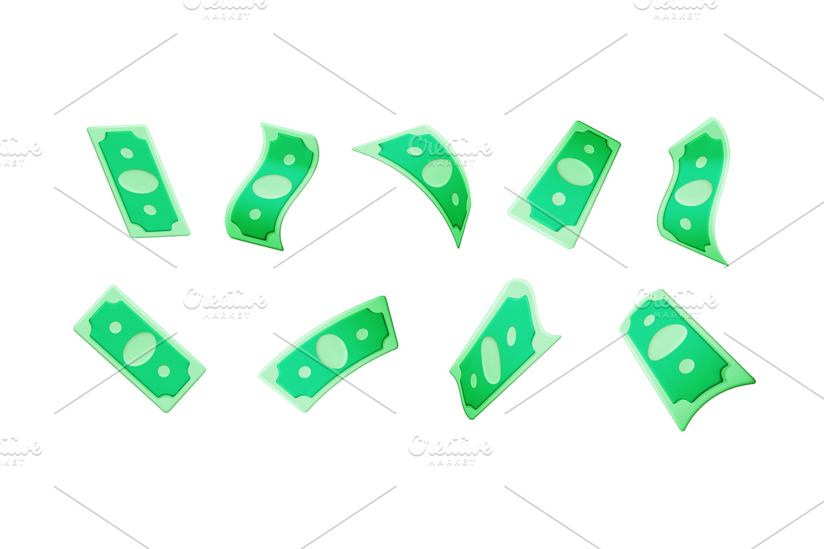 Set of falling green dollar, a Finance Illustration by Abscent