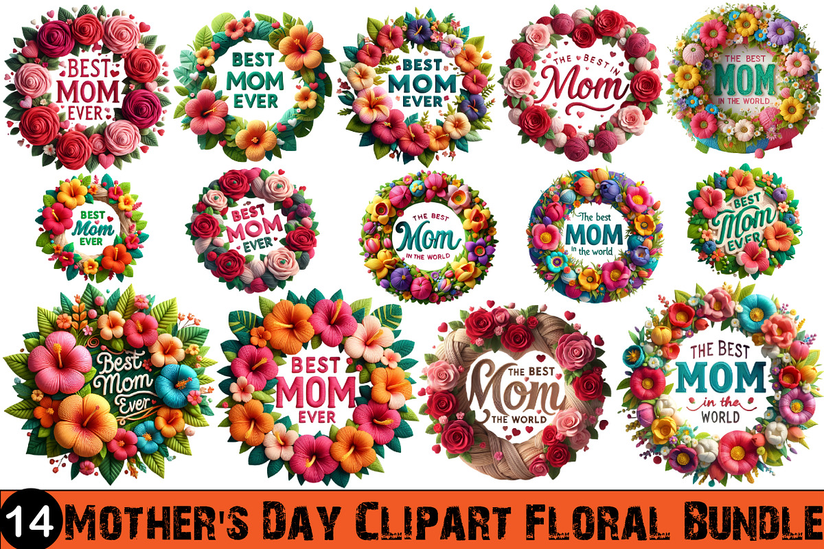 Mother's Day Floral Mom Clipart, an Illustration by GatewayDesign (Photo 1 of 3)